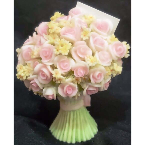 Seraphim Roses THANK YOU BOUQUET pink flower figure Heaven on Earth 84391 3.7"hi - Picture 4 of 8